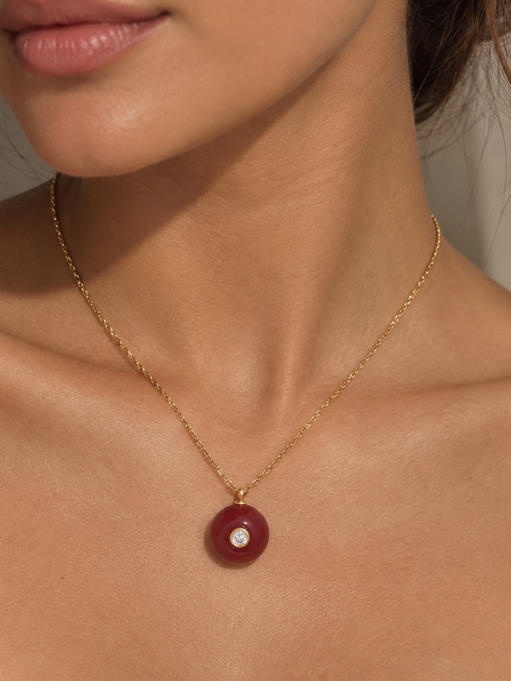 Diamond stone necklace D203